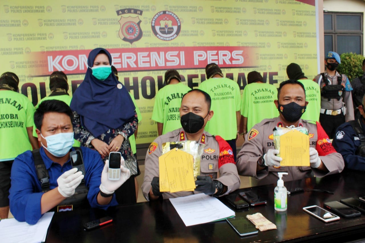 Polres Lhokseumawe gelar konferensi pers pengungkapan dua kasus narkotika