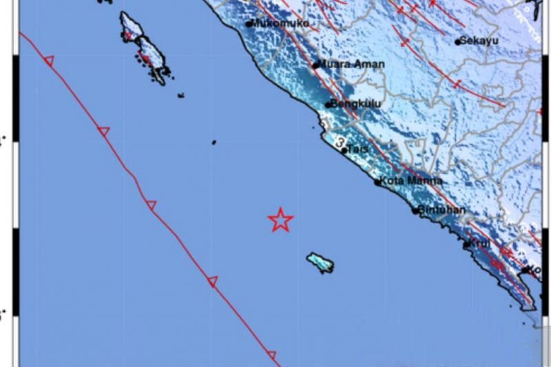 Gempa magnitudo 5.4 terjadi di barat laut Enggano, Bengkulu Gempa magnitudo 5.4 terjadi di barat laut Enggano, Bengkulu