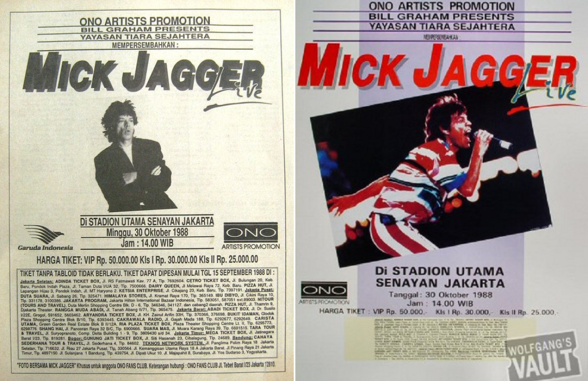 30 Oktober 1988: Mick Jagger konser di Jakarta