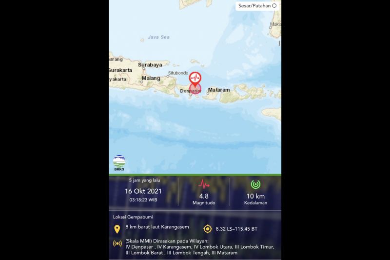 Gempa M 4,8 Bali akibat sesar lokal, timbulkan sejumlah kerusakan Gempa M 4,8 Bali akibat sesar lokal, timbulkan sejumlah kerusakan