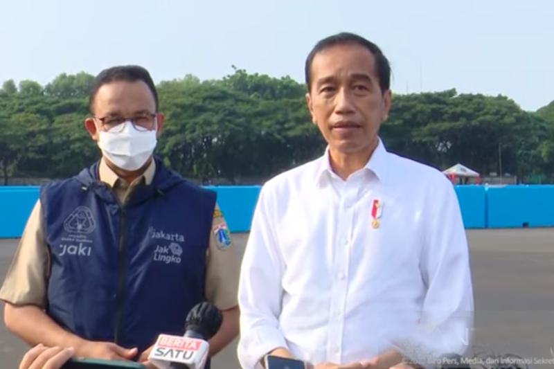 Presiden Jokowi tinjau pembangunan sirkuit Formula E di Ancol