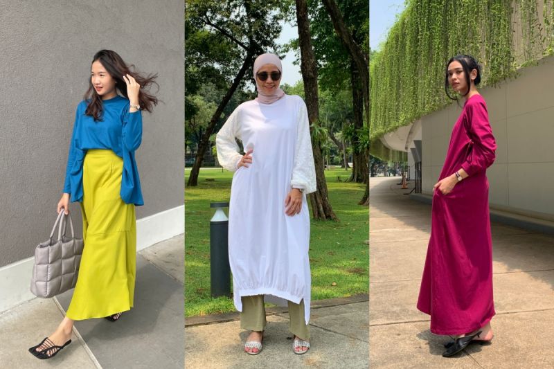 Padukan busana bergaya simpel dengan permainan warna mencolok Padukan busana bergaya simpel dengan permainan warna mencolok