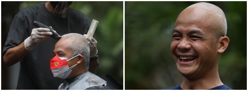 Ganjar cukur gundul, wujud empati untuk anak penyintas kanker Ganjar cukur gundul, wujud empati untuk anak penyintas kanker