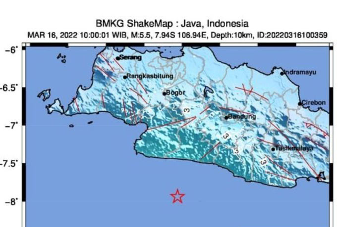 BMKG catat gempa 5,5 M dirasakan di Sukabumi hingga Jakarta
