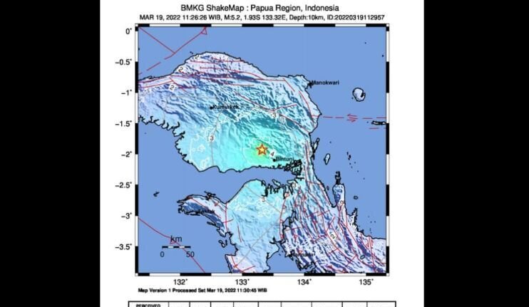 Gempa Magnitudo 5,2 guncang Teluk Bintuni Gempa Magnitudo 5,2 guncang Teluk Bintuni