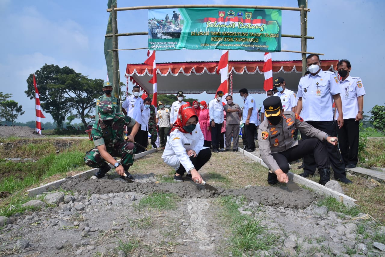 TMMD Sengkuyung Tahap I Tahun 2022 digulirkan di Desa Tawang Kecamatan Weru, Sukoharjo