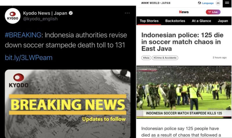 Media dan warga Jepang soroti tragedi sepak bola Kanjuruhan