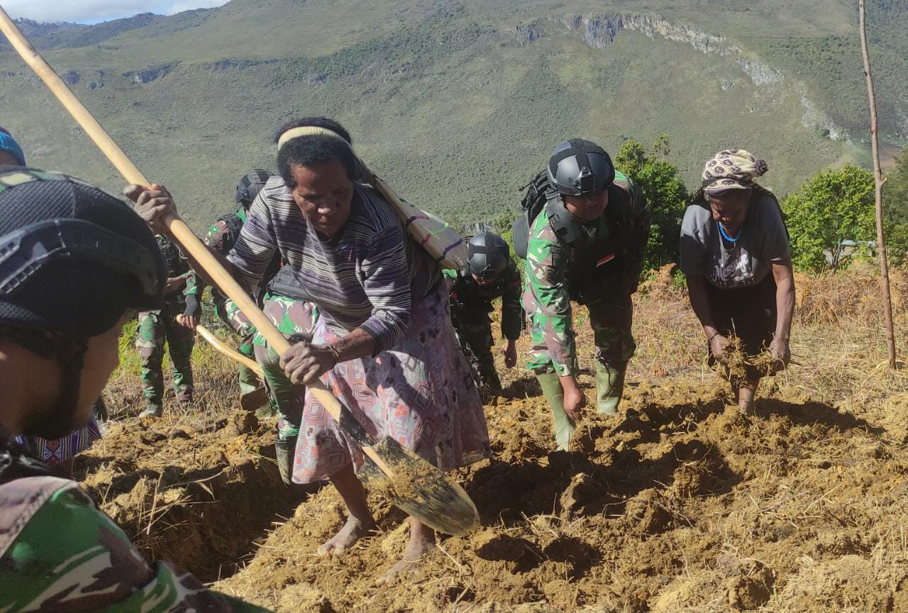 Cegah krisis pangan, Satgas Yonif Mekanis 203/AK buka lahan tidur bersama warga Papua Cegah krisis pangan, Satgas Yonif Mekanis 203/AK buka lahan tidur bersama warga Papua