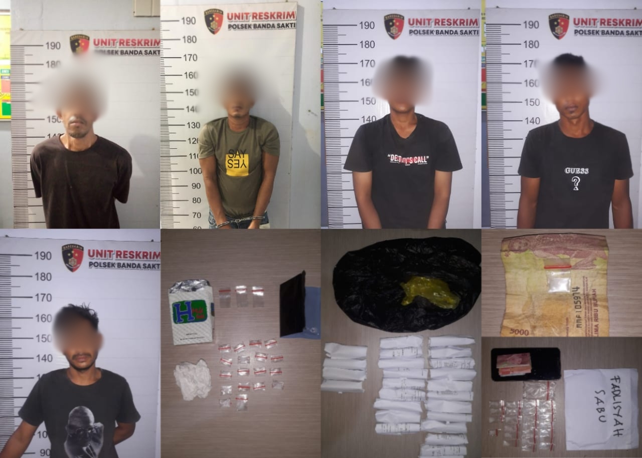 Personel Polsek Banda Sakti ringkus lima tersangka penjual narkotika 