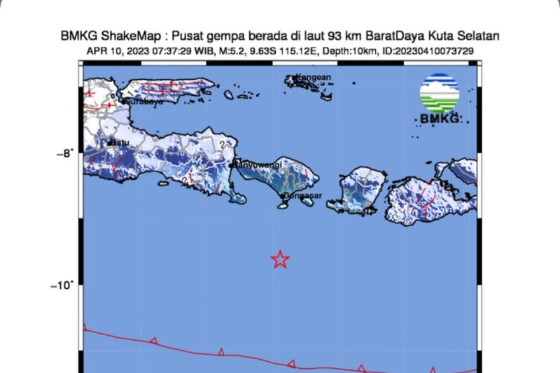 Selatan Bali diguncang gempa magnitudo 5,2