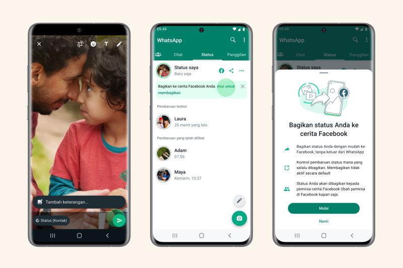 WhatsApp permudah berbagi status ke Facebook Story WhatsApp permudah berbagi status ke Facebook Story