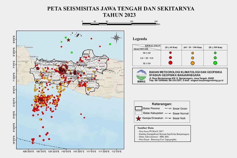 Catatan BMKG selama 2023 telah terjadi 601 kali gempa di Jawa Tengah Catatan BMKG selama 2023 telah terjadi 601 kali gempa di Jawa Tengah