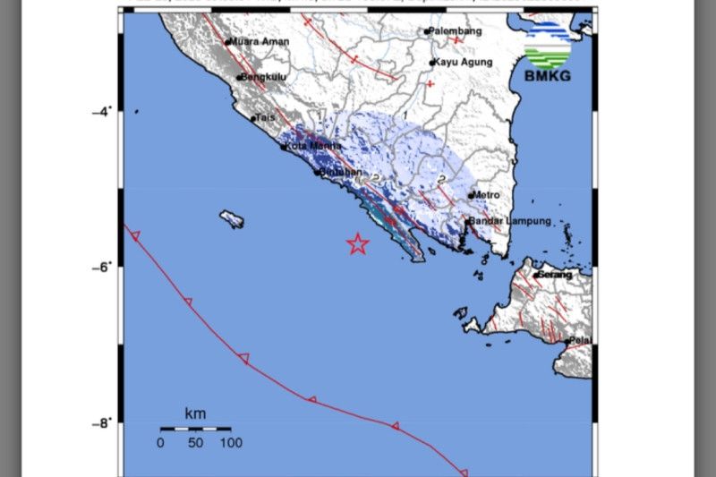 Gempa 4,8 SR guncang Pesisir Barat Lampung