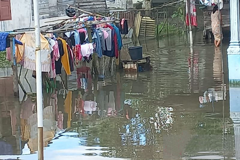 Banjir rob melanda lingkungan Parit Pekir di Sungailiat