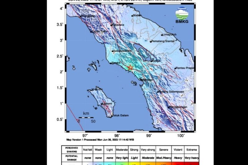 Gempa magnitudo 5,1 guncang wilayah barat daya Humbang Hasundutan