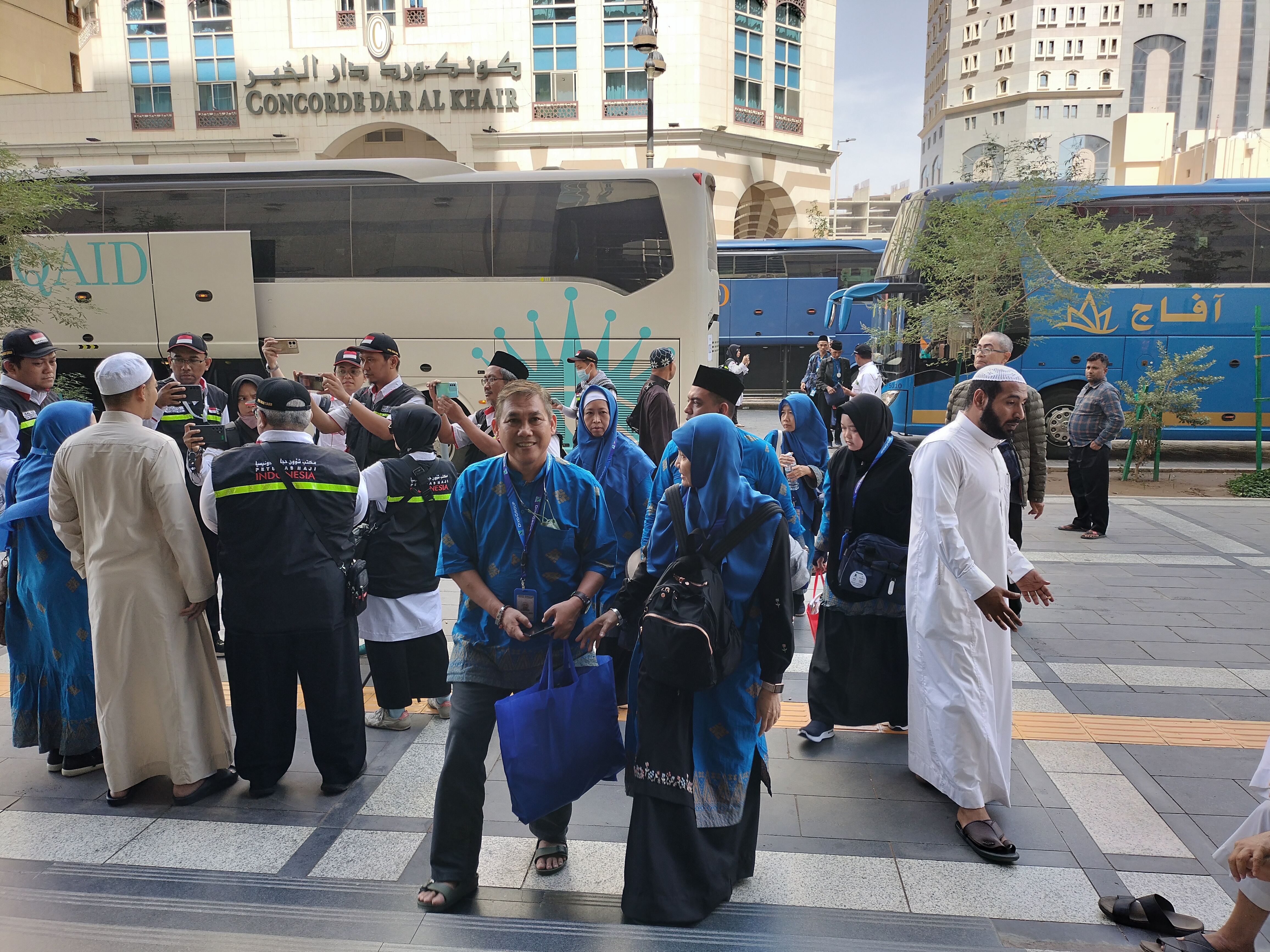 Suasana kedatangan jemaah haji khusus di Hotel Movenpick, Madinah.
