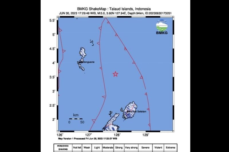 Gempa magnitudo 4,9 guncang Pulau Morotai Gempa magnitudo 4,9 guncang Pulau Morotai