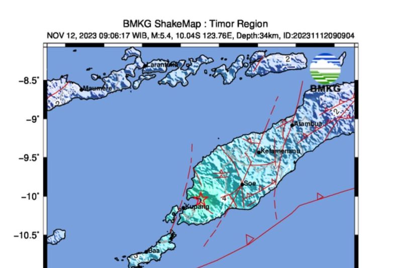 Kota Kupang diguncang gempa magnitudo 5,4 Kota Kupang diguncang gempa magnitudo 5,4