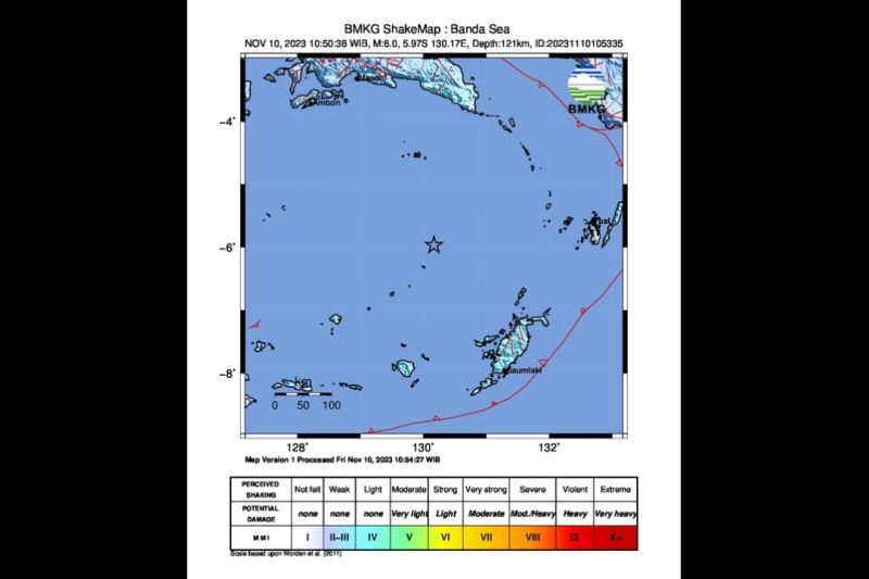 Gempa magnitudo 6,0 guncang wilayah Laut Banda Gempa magnitudo 6,0 guncang wilayah Laut Banda