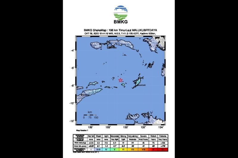 Gempa 5,9 di Laut Banda akibat deformasi batuan dalam bawah laut