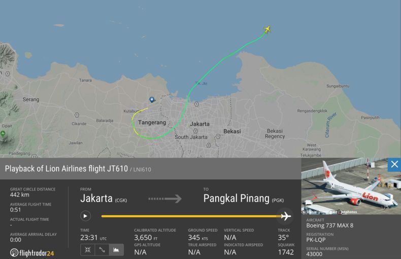 29 Oktober 2018: Lion Air jatuh di Laut Karawang, 189 penumpang tewas
