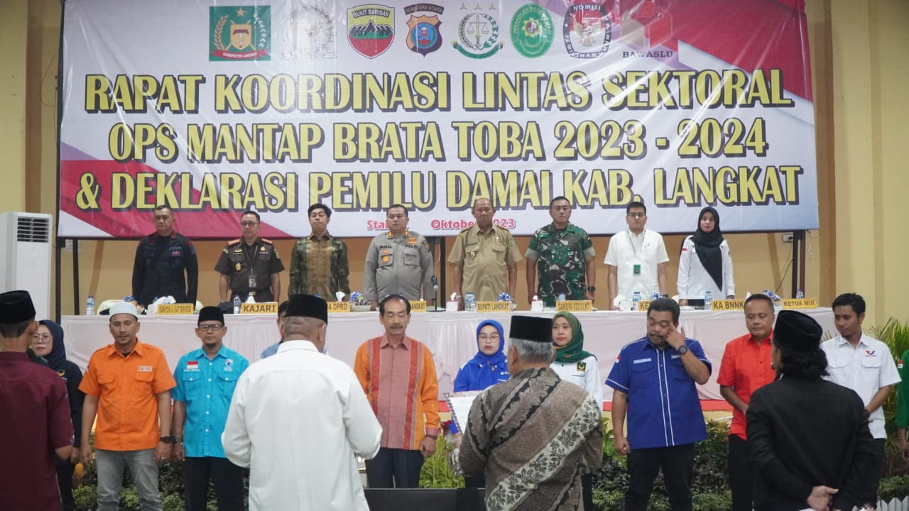 Polres Langkat gelar rakor lintas sektoral dan deklarasi Pemilu Damai 