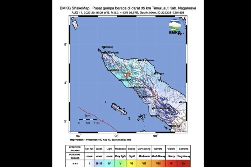 Gempa bumi magnitudo 5,2 guncang Sabang, Aceh Gempa bumi magnitudo 5,2 guncang Sabang, Aceh