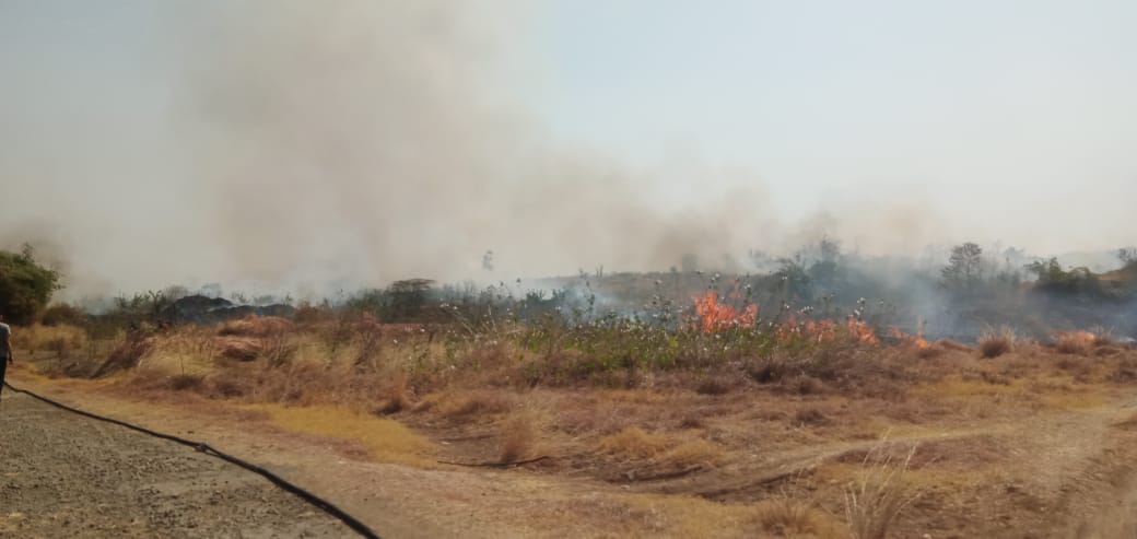 Api lalap lahan di area Bandara Kertajati, Majalengka