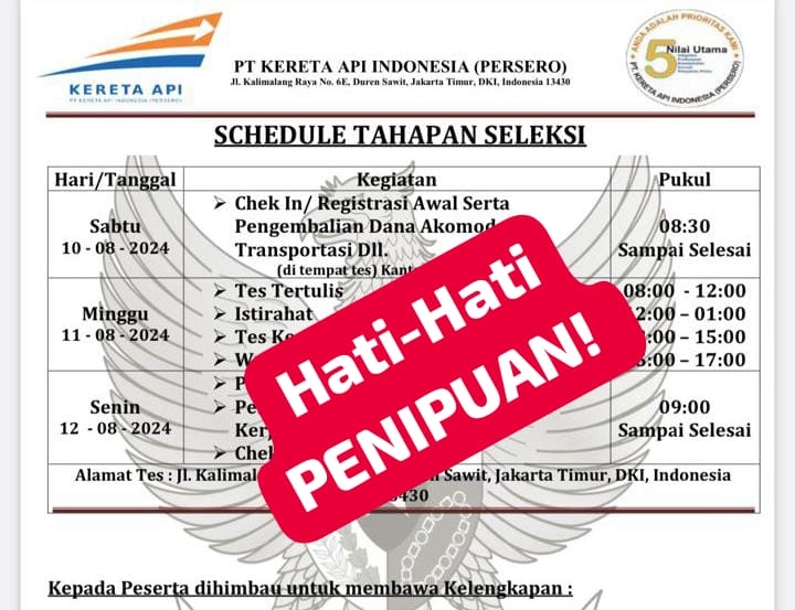 KAI Divre I Sumut imbau warga waspadai modus penipuan loker