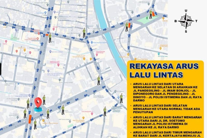 Polrestabes Surabaya rekayasa lalu lintas saat Hari Juang Polri Polrestabes Surabaya rekayasa lalu lintas saat Hari Juang Polri