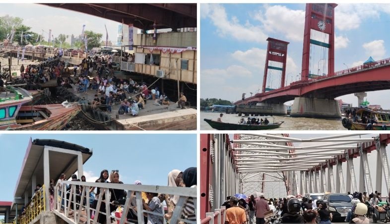 Jembatan Musi VI jadi tempat favorit warga Palembang nonton bidar