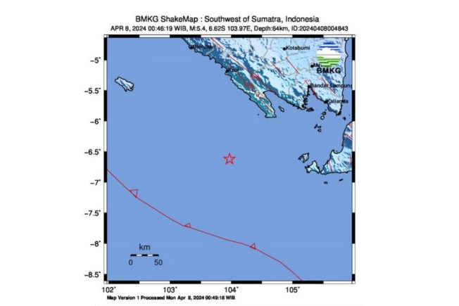 Gempa magnitudo 5,4 guncang Tanggamus Lampung Gempa magnitudo 5,4 guncang Tanggamus Lampung