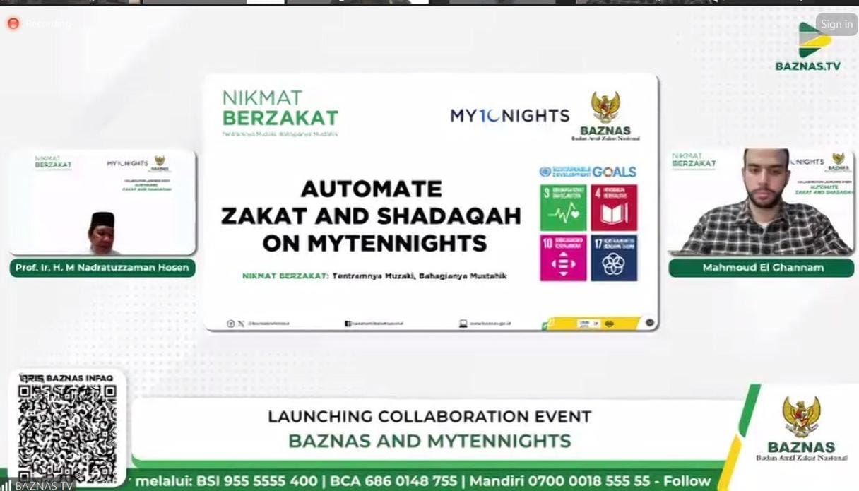 BAZNAS dan MyTenNights permudah umat Islam tunaikan zakat dan sedekah secara daring BAZNAS dan MyTenNights permudah umat Islam tunaikan zakat dan sedekah secara daring