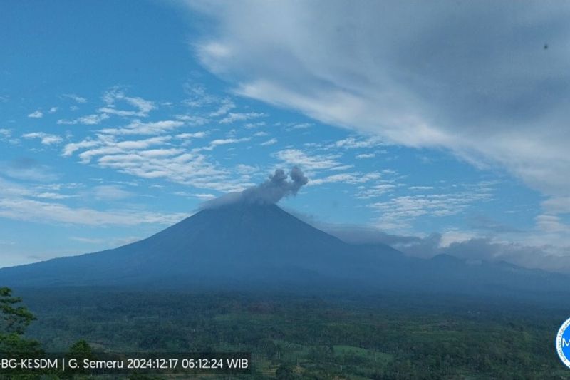 Gunung Semeru beberapa kali erupsi dengan tinggi letusan hingga 1 km Gunung Semeru beberapa kali erupsi dengan tinggi letusan hingga 1 km