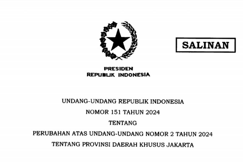 Prabowo teken UU perubahan nomenklatur jabatan Daerah Khusus Jakarta
