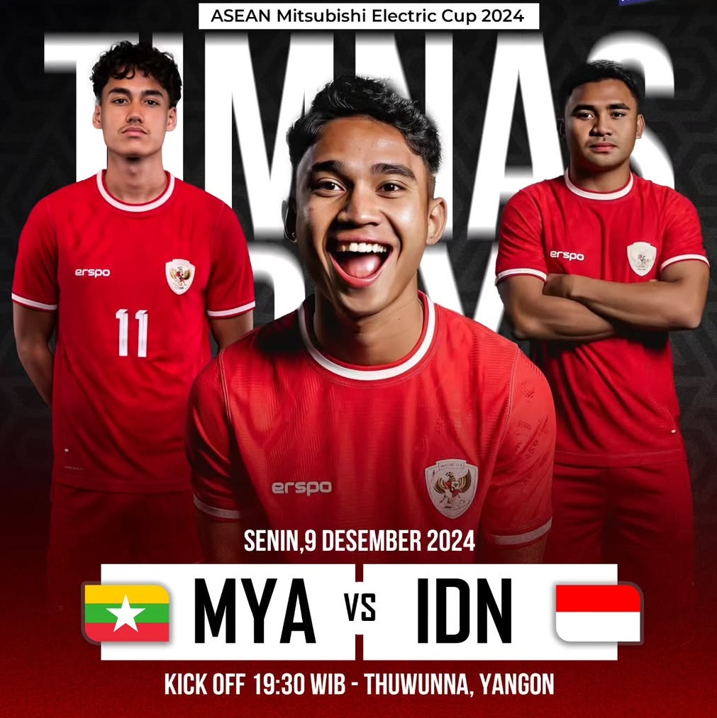 Timnas Indonesia bakal melakoni laga fase Grup B menantang Myanmar dalam Piala AFF 2024 Timnas Indonesia bakal melakoni laga fase Grup B menantang Myanmar dalam Piala AFF 2024