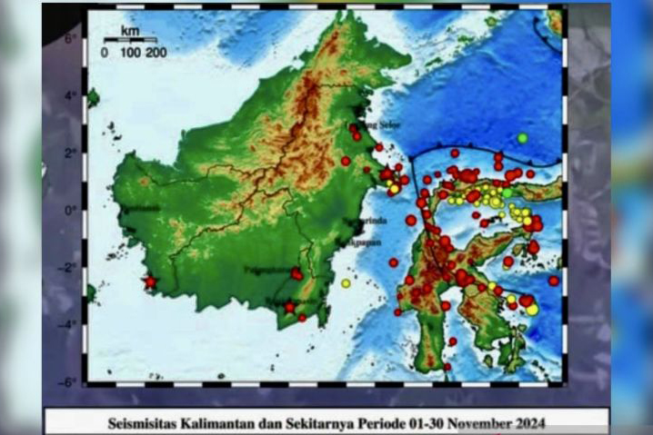 BMKG catat 24 kali gempa guncang Kalimantan periode November BMKG catat 24 kali gempa guncang Kalimantan periode November