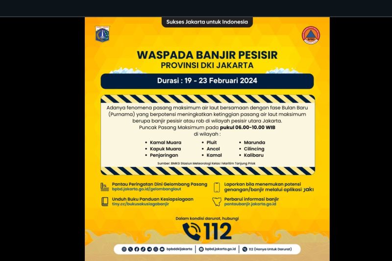 BPBD DKI minta masyarakat waspadai rob di sembilan lokasi Jakarta BPBD DKI minta masyarakat waspadai rob di sembilan lokasi Jakarta
