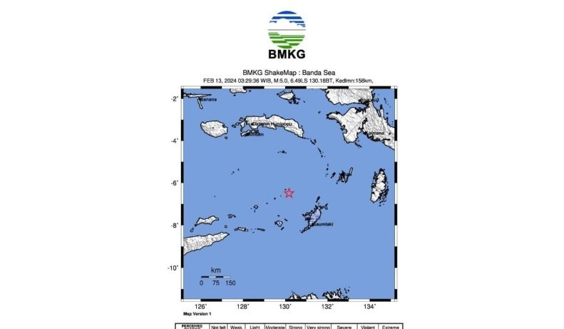 Gempa tektonik magnitudo 5,3 guncang Maluku Gempa tektonik magnitudo 5,3 guncang Maluku