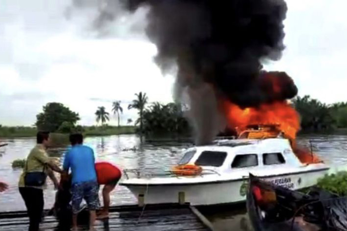 Polisi sebut tidak ada korban jiwa pada kebakaran kapal cepat di Tapin Kalsel