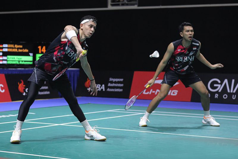 Fajar/Rian ungguli Kim Astrup/Rasmussen di semifinal Singapore Open