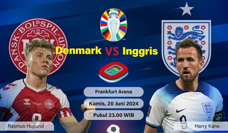 Rekor pertemuan Denmark vs Inggris: The Three Lions unggul