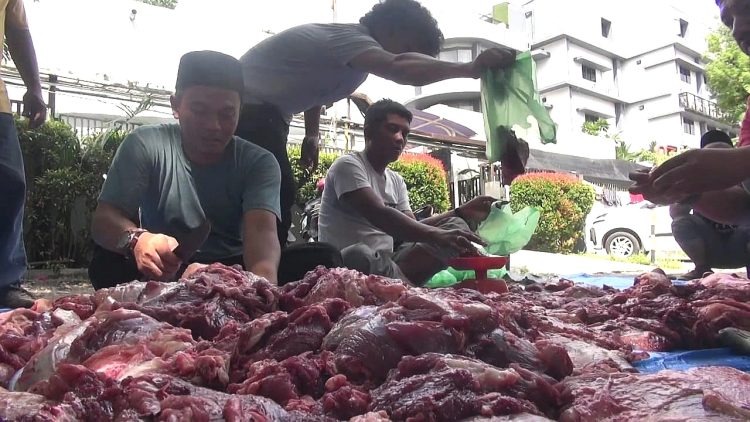 Jurnalis lakukan penyembelihan hewan kurban pemberian Wakapolda Sumut Jurnalis lakukan penyembelihan hewan kurban pemberian Wakapolda Sumut