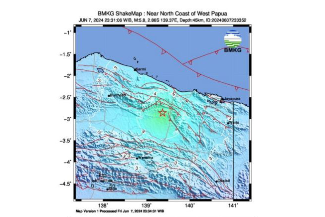 Papua Pegunungan diguncang gempa 5,8 magnitudo Papua Pegunungan diguncang gempa 5,8 magnitudo