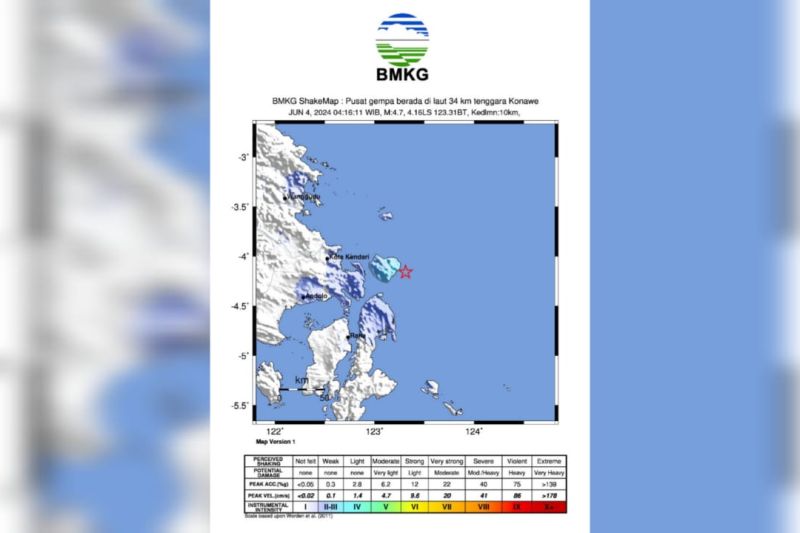 Aktivitas sesar lokal sebabkan gempa magnitudo 4,7 di Konkep Aktivitas sesar lokal sebabkan gempa magnitudo 4,7 di Konkep