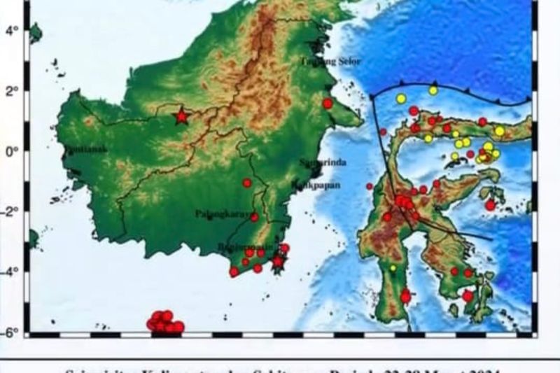 Sebanyak 11 gempa tercatat guncang Kalimantan periode 22-28 Maret 2024