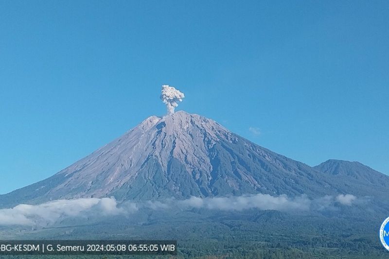 Gunung Semeru erupsi dengan tinggi letusan 600 meter Gunung Semeru erupsi dengan tinggi letusan 600 meter