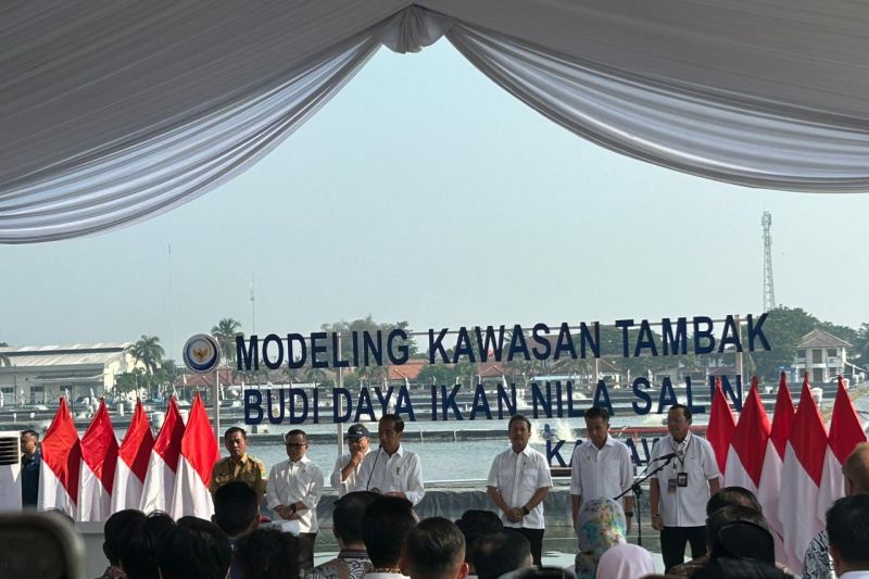 Presiden Jokowi resmikan modeling budidaya ikan nila salin di Karawang Presiden Jokowi resmikan modeling budidaya ikan nila salin di Karawang