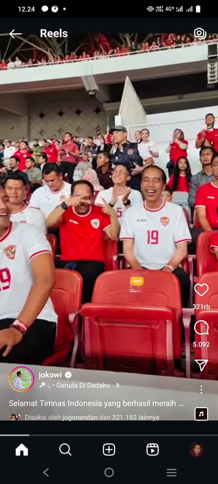 Jokowi : Selamat Timnas raih kemenangan atas Arab Saudi Jokowi : Selamat Timnas raih kemenangan atas Arab Saudi