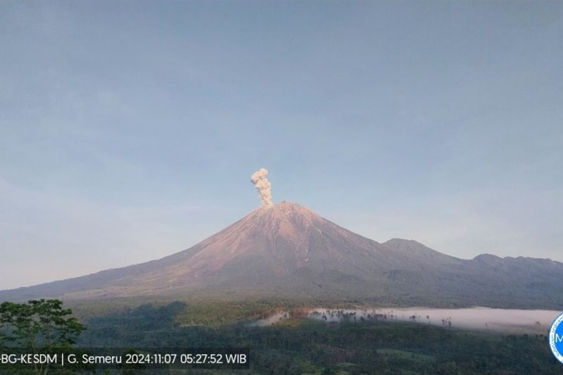 Gunung Semeru beberapa kali erupsi disertai letusan hingga 1 km Gunung Semeru beberapa kali erupsi disertai letusan hingga 1 km